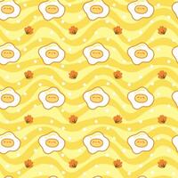 hand drawn egg with yellow seamless pattern design vector