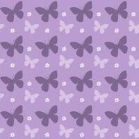 purple pastel butterfly silhouette seamless pattern design background vector