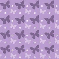 purple pastel butterfly silhouette seamless pattern design background vector