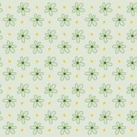 green flower hand drawn seamless pattern design vector