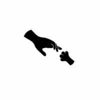 Human Hand And Animal Paw Symbol Logo. Tattoo Design. Stencil Illustration vector