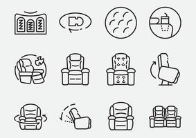 massage recliner chair icon set vector