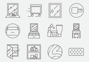 mirror desk icon set vector