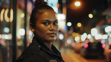 Confident Police Officer on Night Patrol Duty photo