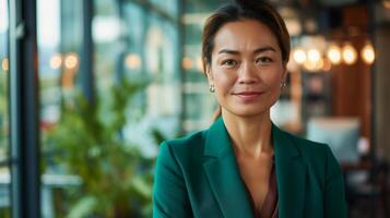 Professional Businesswoman in a Modern Office Setting for Corporate and Diversity Marketing photo