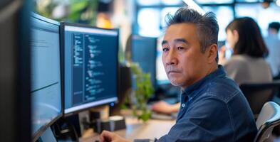 Focused Programmer in a Modern Office photo