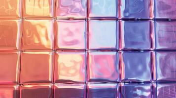 a close up of a rainbow colored tile wall photo