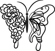 a set of butterflies with butterflies and flowers vector