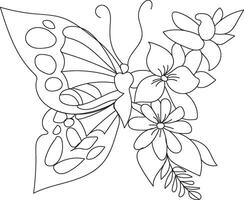 beautiful butterfly outline illustration vector