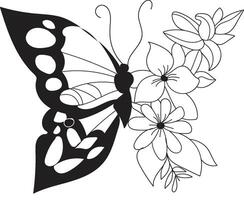 butterfly outline with linear flat details collection vector