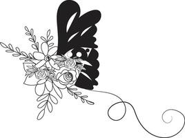 a set of butterflies with butterflies and flowers vector