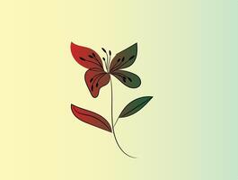 Hand drawn simple flower outline vector