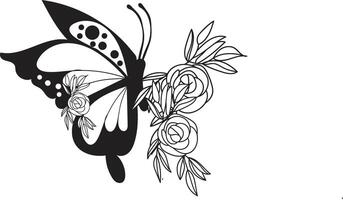 a set of butterflies with butterflies and flowers vector