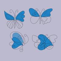 hand drawn butterfly outline pack vector