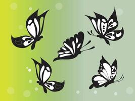 butterfly outline with linear flat details collection vector