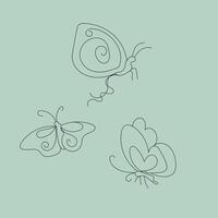 hermosa mariposa contorno ilustración vector