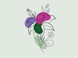 hand drawn flat design simple flower outline vector