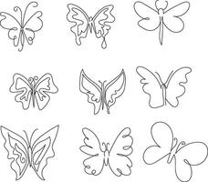 hand drawn butterfly outline pack vector