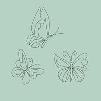 Butterfly outline with drawn details collection vector