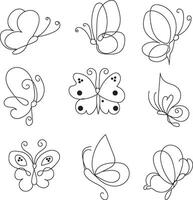 hand drawn butterfly outline pack vector