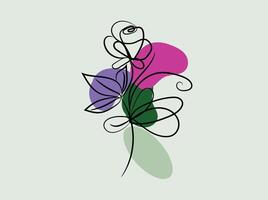 hand drawn flat design simple flower outline vector