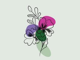 hand drawn flat design simple flower outline vector
