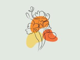 hand drawn flat design simple flower outline vector