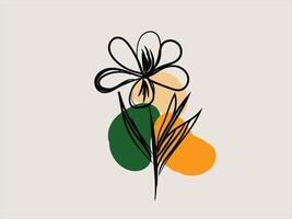 hand drawn flat design simple flower outlinev vector