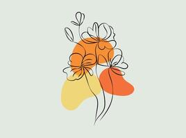 hand drawn flat design simple flower outline vector