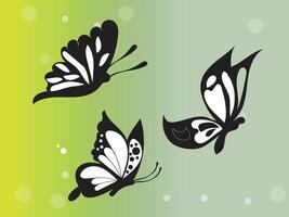 butterfly outline with linear flat details collection vector