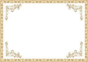 golden vintage frame Thai pattern corner decoration for cards, vintage, baroque, abstract flowers vector