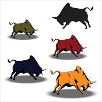 Set of cows. Cow crash icon. Yellow, red cow, blue. Black cow on white. Hand drawn illustration. vector