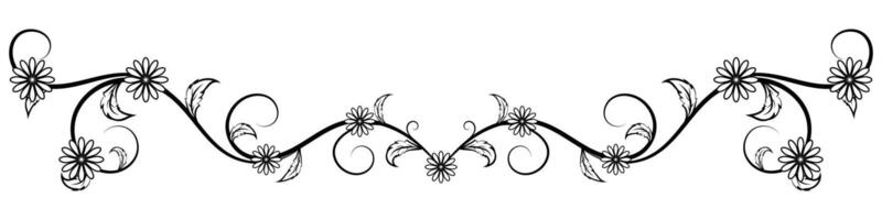 Black lines of curled flowers, leaves, elements for decorating cards. vector