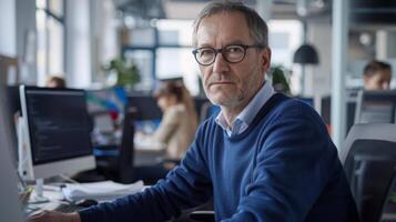 A mature professional man in an office setting photo