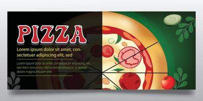 Pizza y rápido comida bandera diseño vector