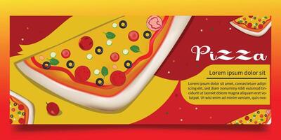 Pizza y rápido comida bandera diseño vector