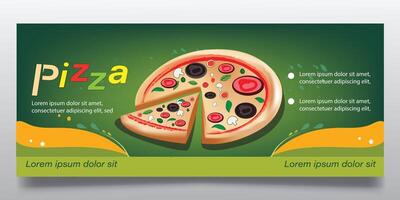 Pizza y rápido comida bandera diseño vector