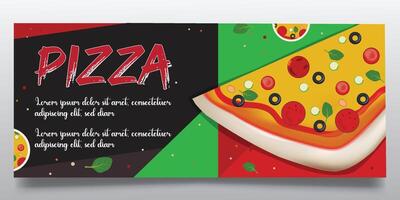 Pizza y rápido comida bandera diseño vector