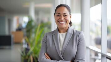 profesional mujer de negocios en moderno oficina ajuste para corporativo usar, diversidad y inclusión concepto foto