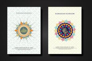 Set cover background template for ramadan event vector