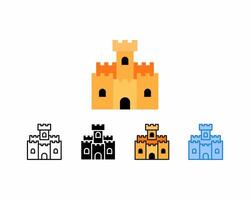 Sand castle icons .set of 5 icons, line, outline, glyph, filled line, flat color and blue color. Editable strokes and pixel perfect. Can be used for digital products, prints, etc. vector