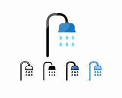 shower icon.set of 5 icons, line, outline, glyph, filled line,flat color and blue color.Editable strokes and pixel perfect.Can be used for digital products, prints, etc. vector