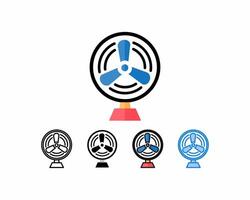 Electric Fan Icon.set of 5 table fan icons, line, outline, glyph, filled line, flat color and blue color. Editable strokes and perfect pixels. Can be used for digital products, prints, etc. vector