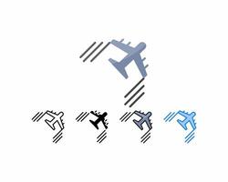 Plane icon.set of 5 icons Flight transport symbol,line, outline,glyph,filled line,flat color and blue color.Editable strokes and pixel perfect.Can be used for digital products, prints,etc. vector