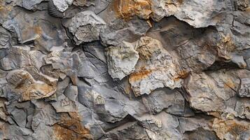 un cerca arriba de un pila de rocas en un pared foto