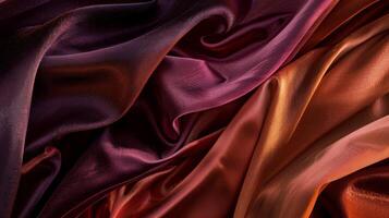 Closeup of violet and orange satin textile, resembling a cg artwork photo