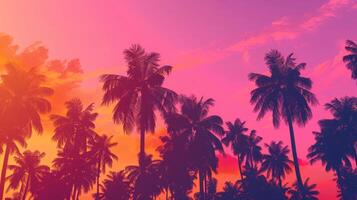 Palm trees stand out against the vibrant sunset sky photo