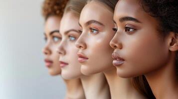 Portrait of women of different nationalities and skin colors photo