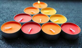Yellow-red tea candles photo