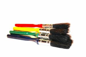 Paint brushes with black bristles photo